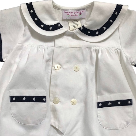Frances Johnston for Simi White Nautical Bubble Romper Boys 9 M - Picture 2 of 4